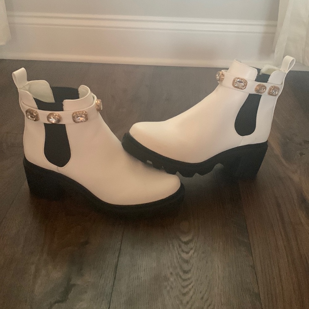 White Steve Madden studded boots